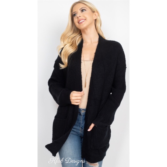 ❤️LAST 1! Black Super Soft Pocket Cardigan - Picture 4 of 5